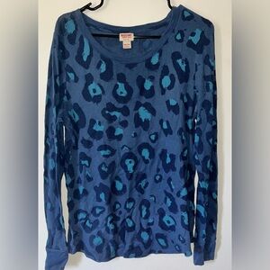 MOSSIMO Blue Leopard Print Long Sleeve Thermal
